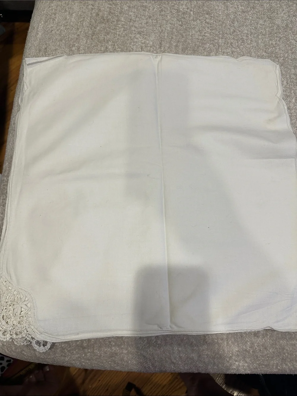 Classic White Cotton Napkins with Lace Corner